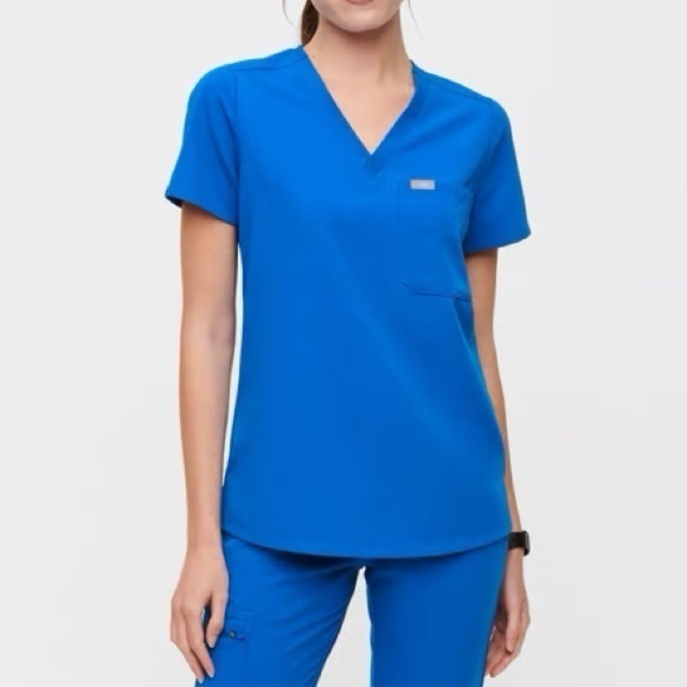 Figs Catarina One Pocket Scrub Top Royal Blue Size XL